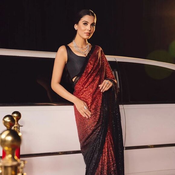 BlockBuster Design Sequins-Saree - Picture 4 of 7